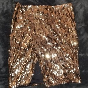 SEQUIN MINI SKIRT, GOLD, SIZE 12